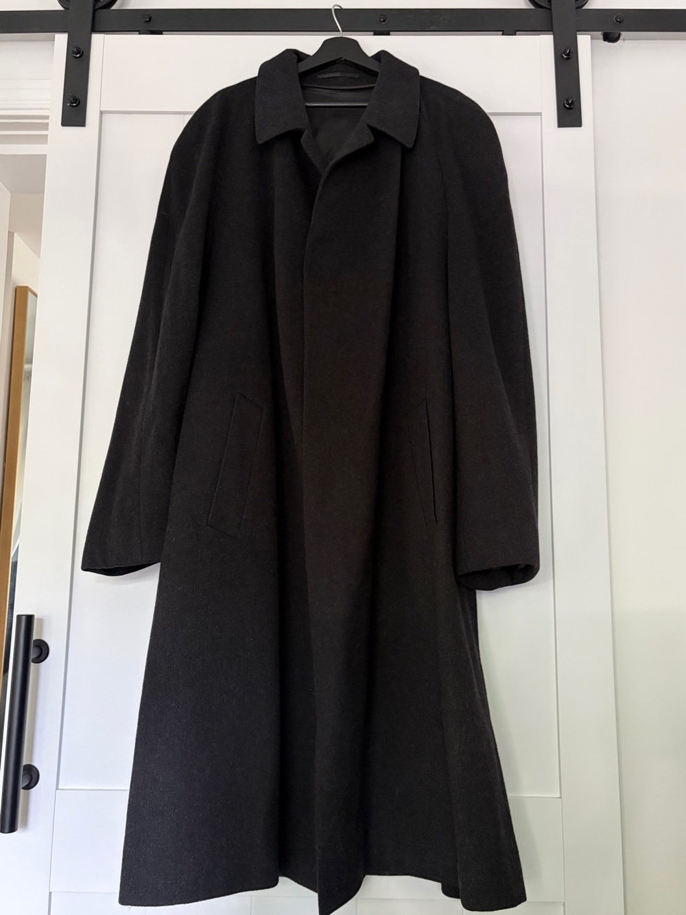 Men's Charcoal Long Wool Coat